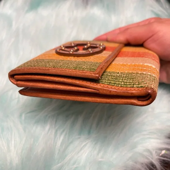 GUC Gucci Multicolor Striped Canvas Wallet